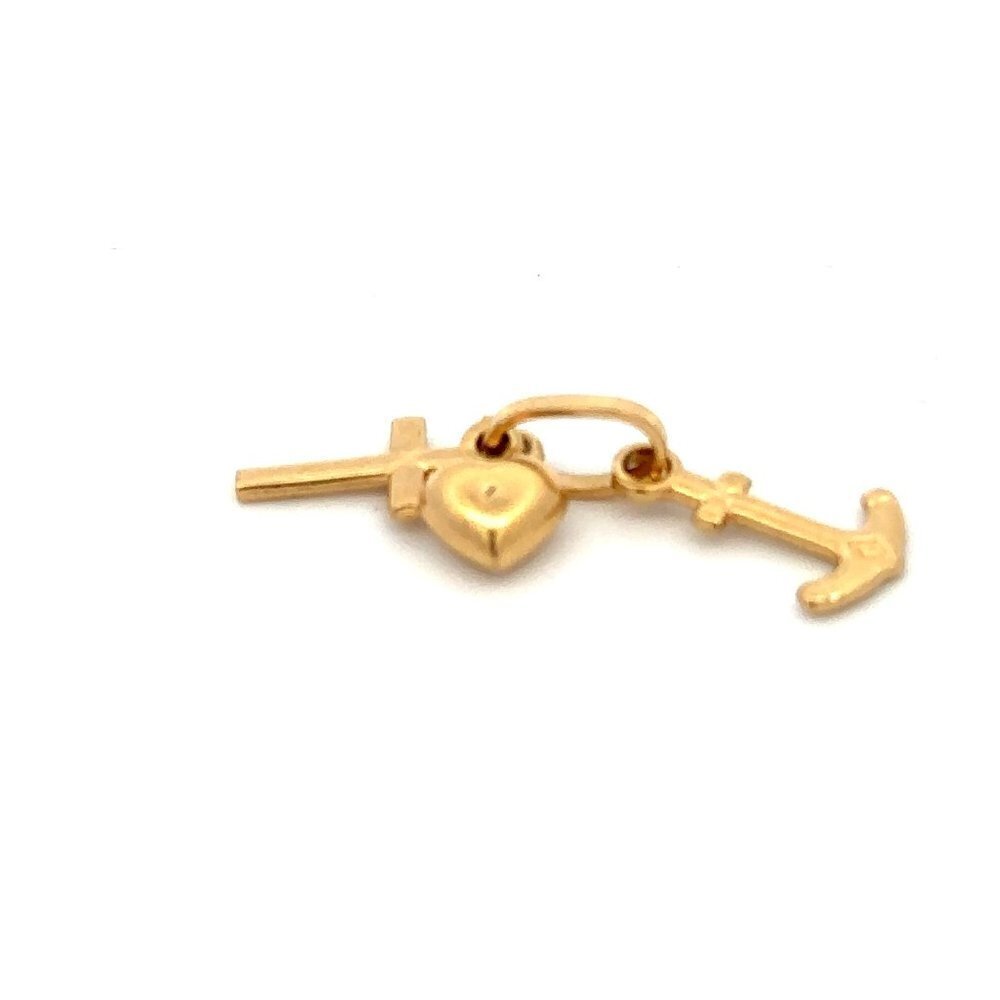 18K Gold Pendant Charm Heart Anchor Cross Small - Picture 4 of 10